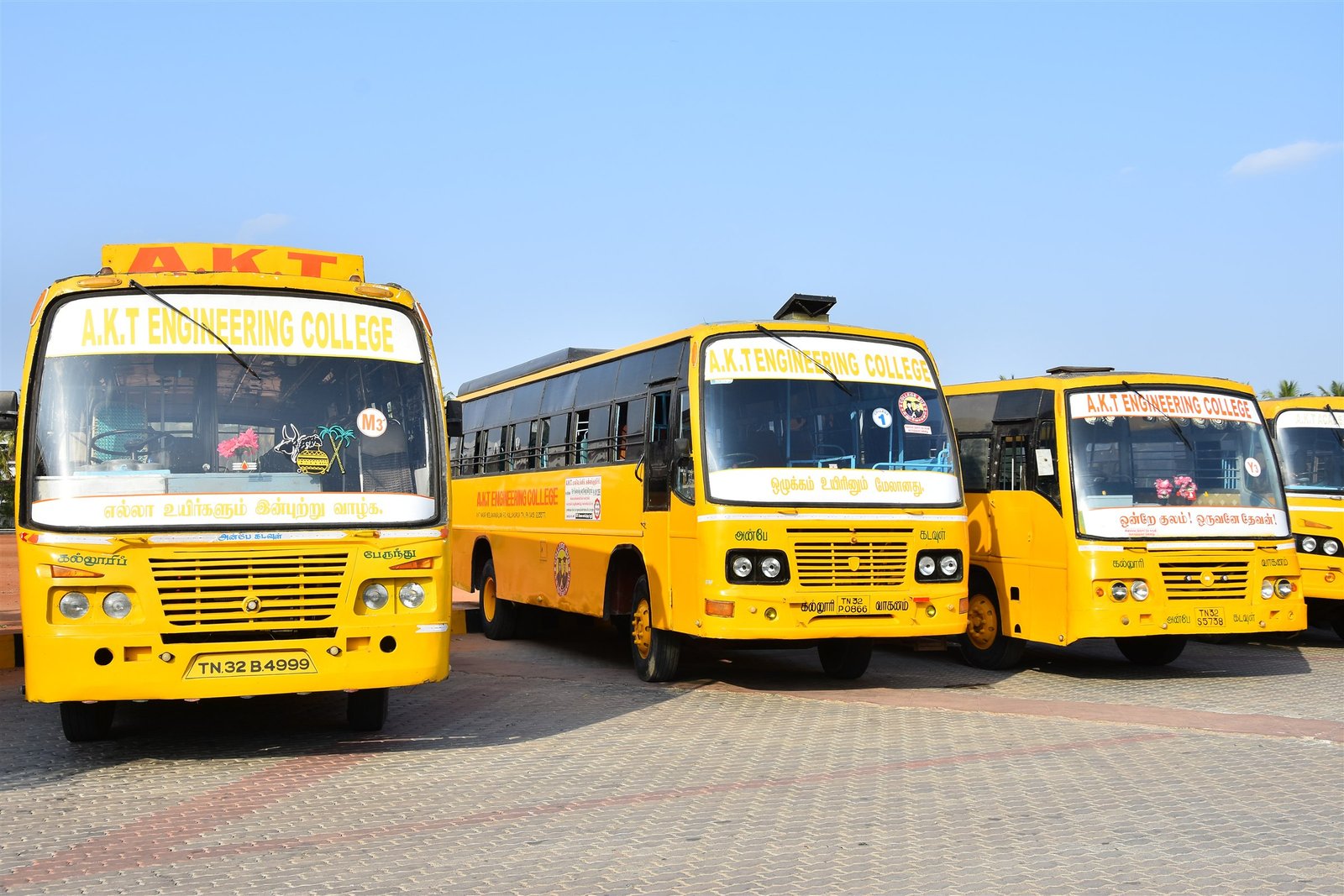 Buses labelled A.K.T Engineering College